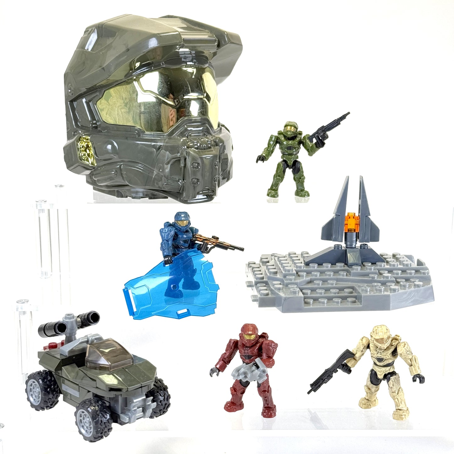 Micro Fleet Helmet & Mark VI Figure Bundle (Battlescape 3 Spartan) - Halo Mega Bloks